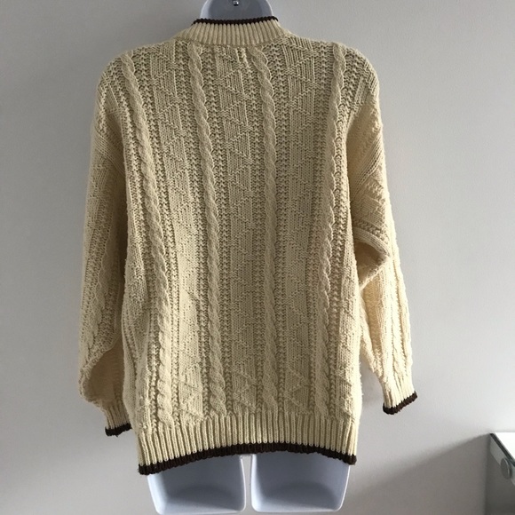 Jeff Laurent Cream and Brown Knitted Winter Sweater Vintage 90’s Y2K - Picture 9 of 16